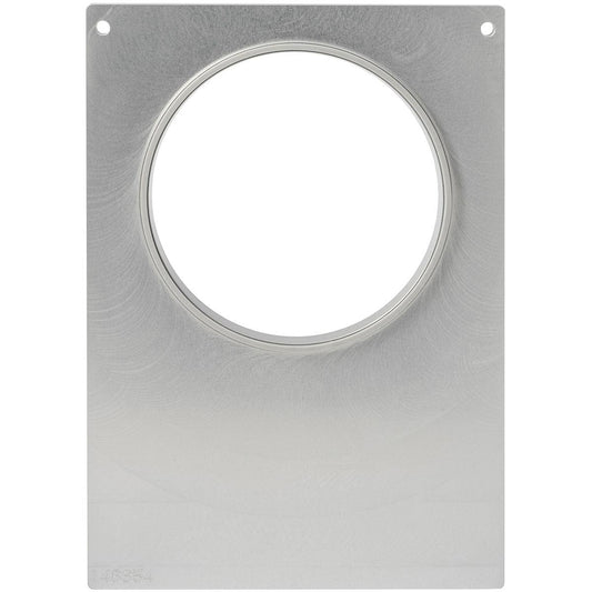 Eine flache, rechteckige Metallplatte mit einem großen zentralen Ausschnitt und zwei Löchern in der Nähe der oberen Ecken, entworfen für die Kassette DF10/20 für Multi-Schalen 350-650 ml von Duni GmbH. Die gebürstete Oberfläche verleiht ihr einen modernen Touch.