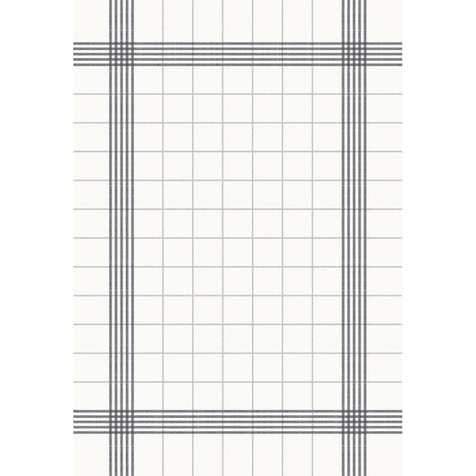 Das Duni GmbH Tischwäsche Tuch 38x54 cm grau (50er Pack) hat einen weißen Hintergrund mit einem grauen Gitter und einem dicken Rand, perfekt für die Tischdekoration. Dünne Linien bilden Innenquadrate und sorgen für dezente Eleganz im Gastronomiebereich.