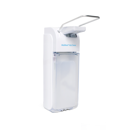 MaiMed MyClean universal dispenser plastic with arm lever white for 500ml & 1l (incl. 500ml adapter) | Bottle (500ml)