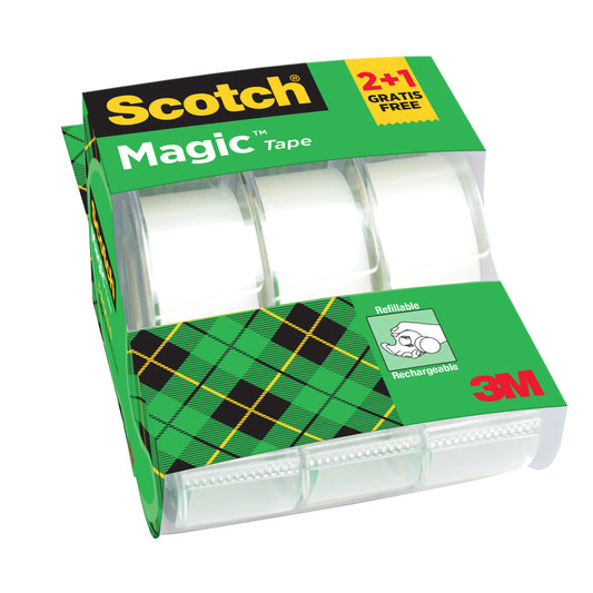 Scotch® Magic™ Unsichtbares Klebeband von 3M Deutschland GmbH: Set enthält 2 Rollen (19 mm x 7,5 m) plus 1 Handabroller GRATIS-perfekt fürs Büro und jeden Handabroller.