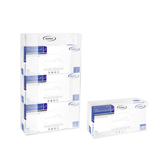 MaiMed wall holder for glove boxes with spring made of acrylic - dimensions: 246x106x135mm - pack of 1 | Pack (1 piece)