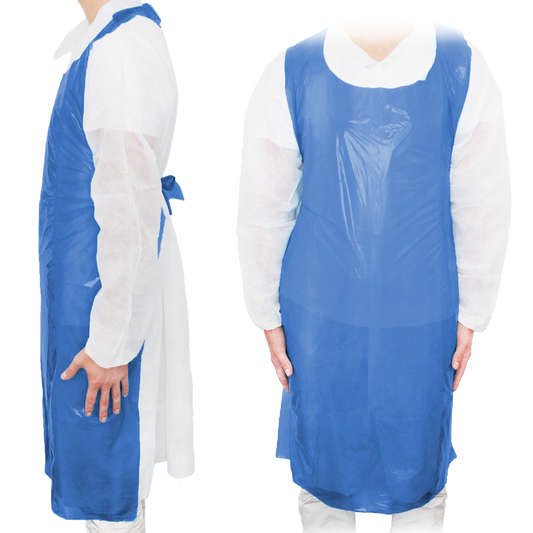 MaiMed-Apron Light PE, apron made of PE 75x120cm blue, 100 pieces/pack, blocked, smooth surface | Pack (100 pieces)