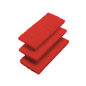 Three red Haug scouring pad medium red from Haug Bürsten KG, made from synthetic fiber fleece, are stacked on a white background, perfect for professional cleaning.