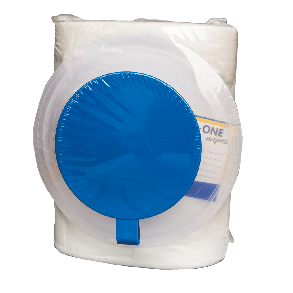 A package of DR.SCHNELL GmbH & Co. KGaA Dr. Schnell DESIFOR-ONE WIPES dry non-woven cloths (90 cloths), packed in plastic with a blue dispenser lid and partially visible label on the right side.