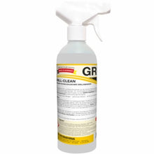 A clear 500 ml spray bottle labeled "Discontinued item: Arcora grill-clean" from Arcora International GmbH, with a white trigger, red/yellow/white lettering, and safety instructions - ideal for highly alkaline grill cleaners and effective grill cleaning.
