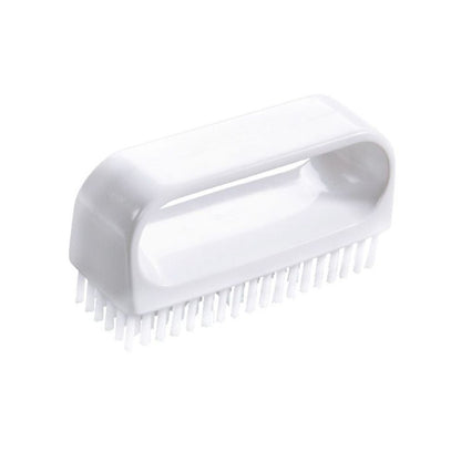 The Haug nail brush with handle Medium 90x30x50 mm from Haug Bürsten KG with a rectangular handle, short bristles, and made of white plastic is depicted on a plain white background. It is ideal for professional hygiene care.