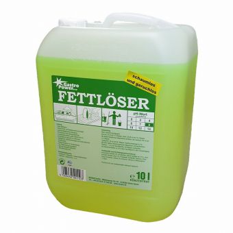 The Abena Re-Seller GmbH GastroPower Grease Remover Eco-Box, 10 l, is an environmentally friendly grease remover in a plastic container with a white handle. It is labeled with instructions and safety warnings and is ideal for the professional kitchen. Delivered as 1 package in a carton.