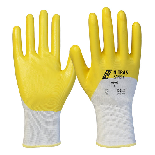 NITRAS nitrile gloves, white / yellow