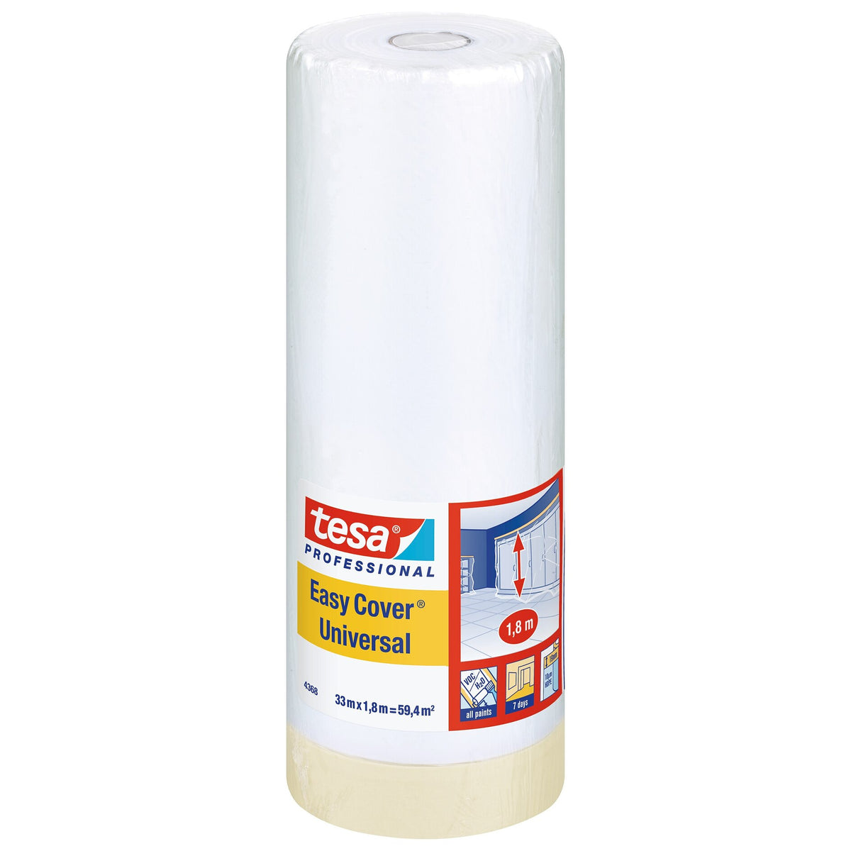 tesa Professional 4368 Easy Cover Universal Folie, hellbeige 33 m x 1,8 m
