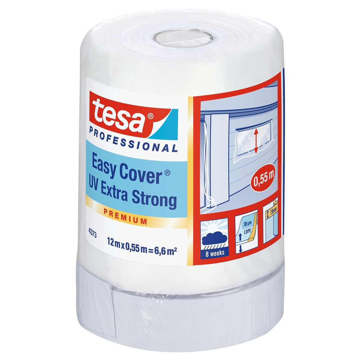 tesa Professional 4373 Easy Cover UV Extra Stark Abdeckfolie, grau-weiß 12 m x 550 mm