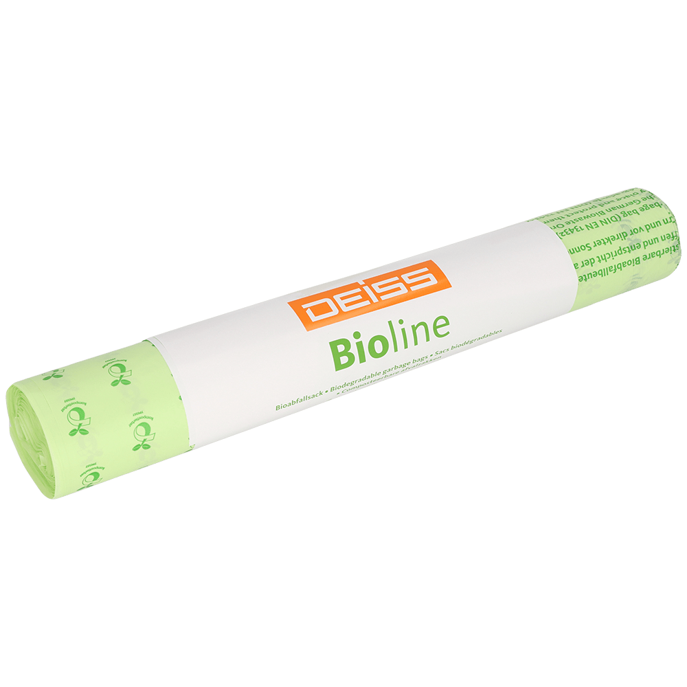 A 5-pack of DEISS 6072 biodegradable garbage bags (650+550x1350x0.022 mm, natural) from EMIL DEISS KG (GmbH + Co.) - perfect for environmentally friendly packaging materials or shipping packaging.
