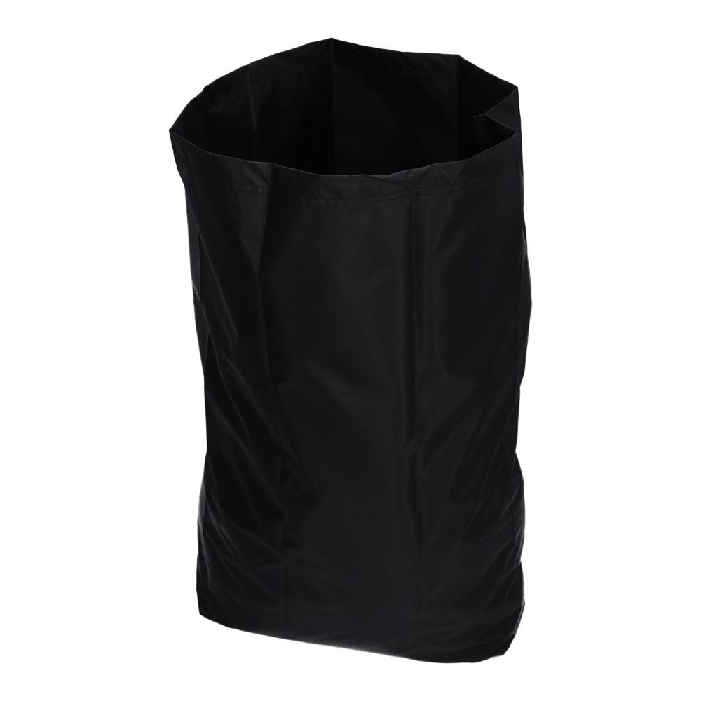 A large, empty DEISS 6508 reusable waste bag (650x870 mm, black) from EMIL DEISS KG (GmbH + Co.) made of smooth, flexible material stands upright against a plain white background.