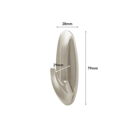 The Command™ Medium Designer Hook in metal look from 3M Deutschland GmbH (17081BN) is depicted. Dimensions: 28 mm width, 29 mm depth, 79 mm height - marked with arrows and text.