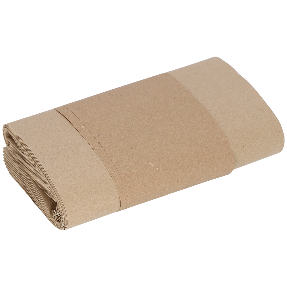 A neatly rolled stack from EMIL DEISS KG (GmbH + Co.) DEISS 7052 - 21+15.5x36 cm, 80 g/m², 1-ply cardboard rolls (100 pieces), secured with a paper band, on a white background.