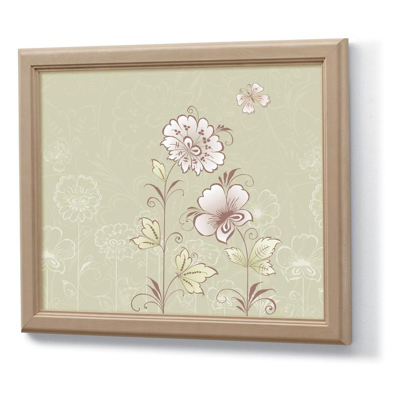 A framed artwork with delicate beige and pink flowers matches the 3M Deutschland GmbH Command™ Picture Hanging Strips, Medium (M) & Large (L), Value Pack 17209 - ideal for hanging without nails or damage.