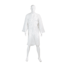 Disposable protective gown with sleeves, PE, white, width 80 cm