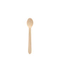 A PAPSTAR wooden coffee spoon "pure", 11 cm, from PAPSTAR GmbH (folding box, 100 pieces) is centered on a plain white background.