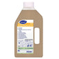 A 2-liter bottle of Suma Degreaser Pur-Eco D3.9 degreaser from Diversey Deutschland GmbH & Co. OHG, containing a beige liquid, with eco-friendly pictograms, product information, and instructions on the label, and including a spray nozzle.