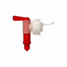 The Arcora tap for 10 L canister from Arcora International GmbH with a red handle and spout on a white threaded lid is depicted on a plain white background. The package contains 1 piece.