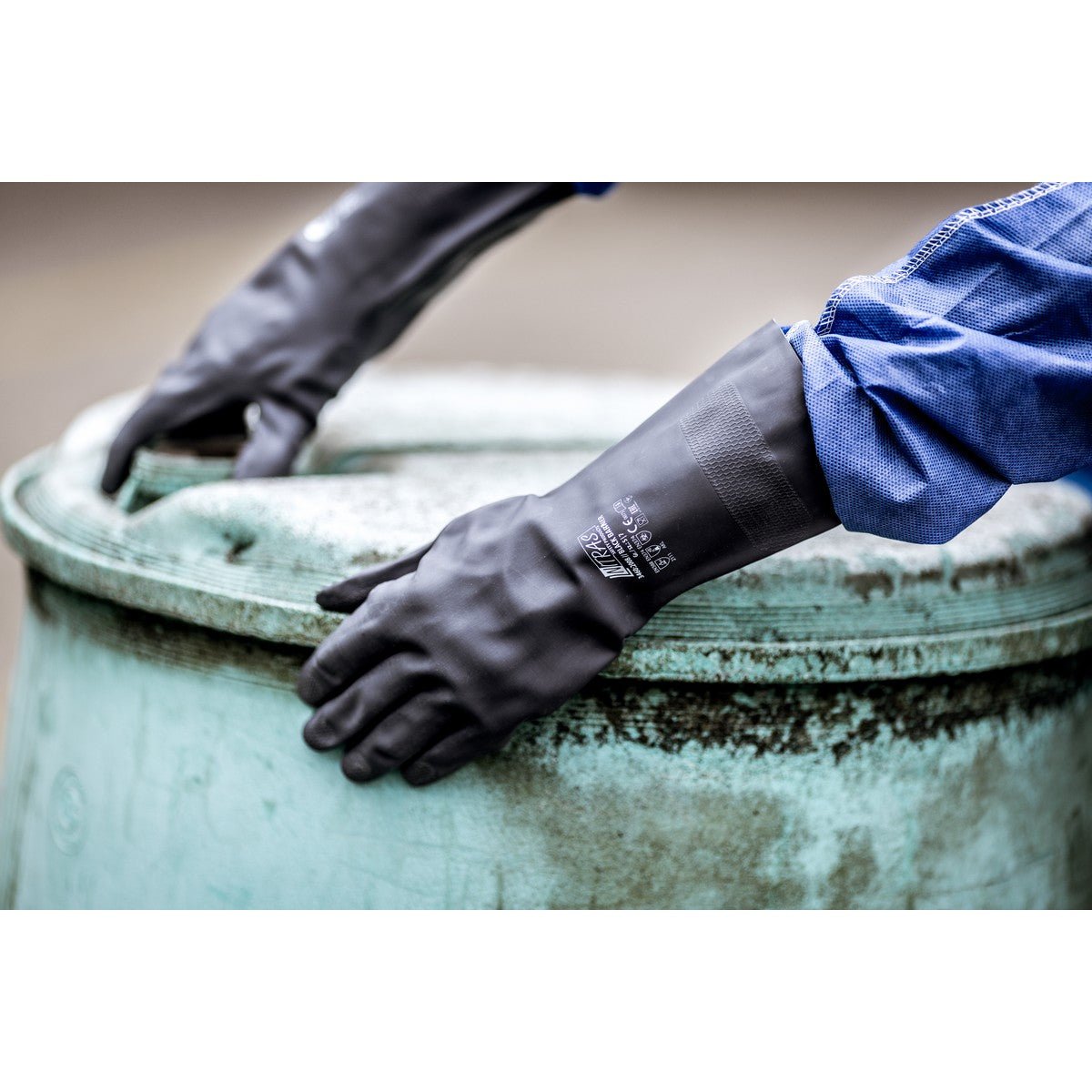 NITRAS BLACK BARRIER, chemical protection gloves, black