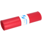 Pictured is a roll of DEISS 11002 red garbage bags (700x1100x0.06 mm, 25 pieces) from EMIL DEISS KG with a white label and blue text on a white background.