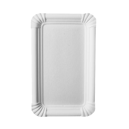 The PAPSTAR 250 plate, cardboard "pure" square white by PAPSTAR GmbH is a white, rectangular plate with raised edges and decorative corners - perfect for eco-friendly serving, shown from above on a solid-colored background.