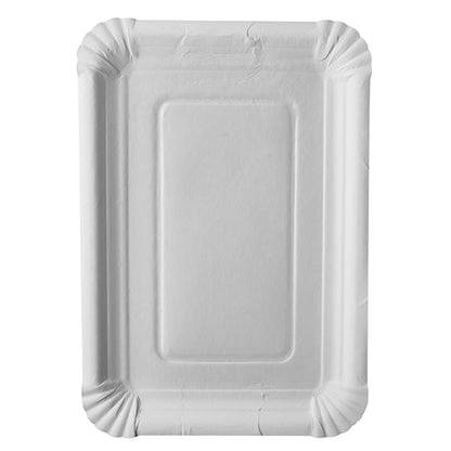 The PAPSTAR 250 plate "pure" square from white cardboard from PAPSTAR GmbH is made of eco-friendly virgin fiber board, has raised edges, and a simple, patternless design with slightly indented sides.