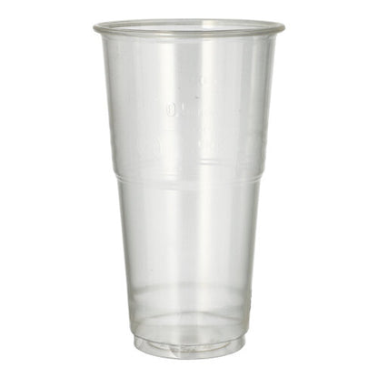 The PAPSTAR cold drink cup PLA "pure" crystal clear with foam rim (0.5 l) from PAPSTAR GmbH stands upright on a white background, is slightly tapered and has a rolled rim - an eco-friendly choice for your drinks.