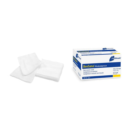 BeeSana® fleece compress, non-sterile, 4-fold, 40 g, 7.5 x 7.5 cm | Pack (100 pieces)