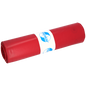 A roll of red DEISS 11306 garbage bags (800x1000x0.1 mm, 15 pieces) from EMIL DEISS KG (GmbH + Co.), packaged in a white label with blue text and graphics, is depicted on a plain light background.