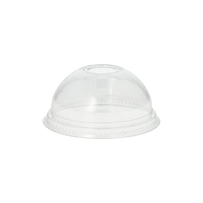 The Starpak 50 dome lid "Hurricane" is a clear, round PET lid (Ø 9.5 cm, 4.5 cm high) without a hole with a ribbed edge for secure attachment to cups or containers.