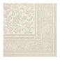 The square napkin PAPSTAR 50 napkins "ROYAL Collection" (40 x 40 cm, champagne) from PAPSTAR GmbH features an elegant paisley and floral border with a light center and detailed design.