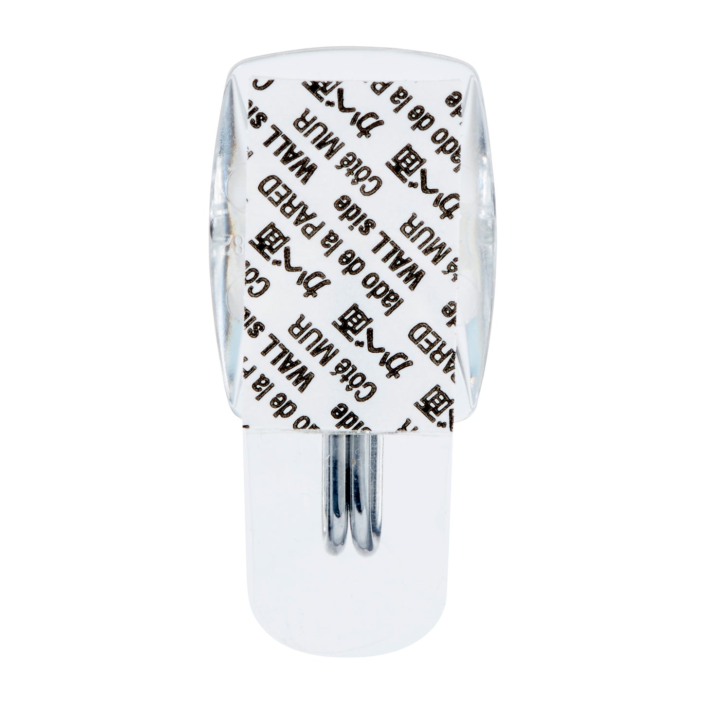 Der Command™ Drahthaken, klein, transparent von 3M Deutschland GmbH ist ein klarer Haken mit rechteckigem, bedrucktem Klebepad auf der Rückseite für einfache Wandbefestigung.