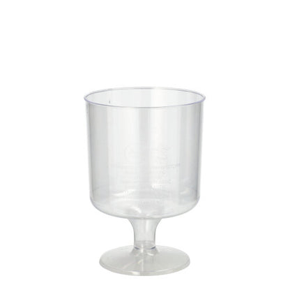 A set of 10 transparent, one-piece Starpak stem glasses for red wine (PS, 0.2 l, Ø 7.2 cm, 10 cm high) stands upright against a plain white background. Delivered in shrink wrap.