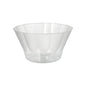 The Starpak 400 ml crystal-clear polystyrene ice cream and dessert bowl (Ø 12 cm, H 7 cm) from the pack of 20 impresses with a slightly flared rim and faceted design – perfect for desserts, presented against a white background.