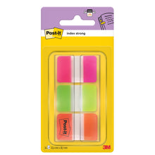 Eine Packung Post-it® Index Strong Ablagetabs von 3M Deutschland GmbH enthält 36 rosa und grüne Ablagetabs (25,4 x 38,1 mm) in einem Spender zur Organisation von Dokumenten. 1 Spender pro Packung.