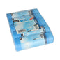 A package containing 50 Starpak HDPE drawstring trash bags, 120L (100x70cm), blue, wrapped in shrink wrap. The packaging includes product details and instructions for use.