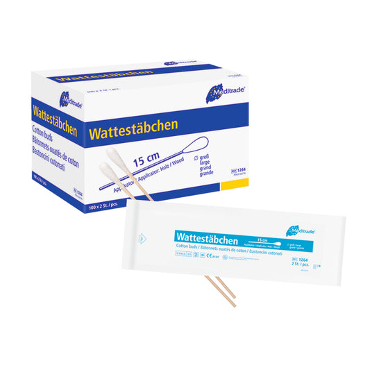 Cotton swabs, sterile packed, length: 15 cm