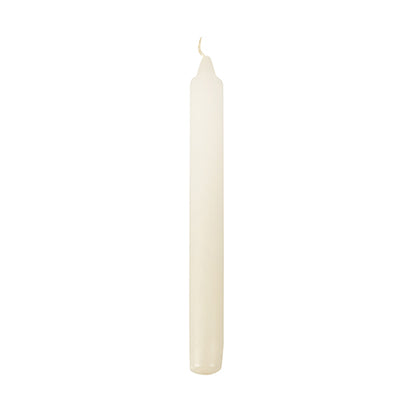 A single, unlit Starpak table candle (Ø 2.1 cm, 19.6 cm) made of high-quality wax stands upright against a simple white background – ideal for festive table decoration.