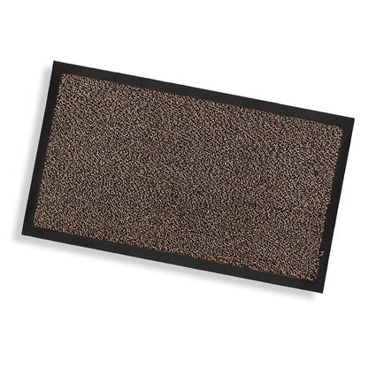The Nölle Profi Brush dirt-trapping mat custom-sized 25 m from Nölle Profi Brush Brush & Paint Technology e.K. has a textured brown surface and a black border - ideal for any entrance area. It is stylish and functional, photographed on a white background.