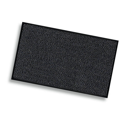 The Nölle Profi Brush dirt-trapping mat custom-sized 25 m from Nölle Profi Brush Brush & Paint Technology e.K. is a rectangular black entrance mat with a textured surface and black border - perfect for catching dirt in any entrance area.