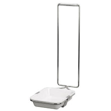 The Ophardt bowl holder from Diversey Deutschland GmbH & Co. OHG securely holds a white drip tray for Soft Care Man dispensers in a metal wire frame - ideal for practical, minimal display or dispenser setups. Package: 1 piece.