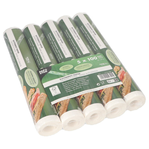 Das PAPSTAR Butterbrotpapier, 25x30 cm, weiß, kommt in einer Packung mit 500 Blatt in Schrumpffolie verpackt von der PAPSTAR GmbH - ideal zum Lebensmittel verpacken.