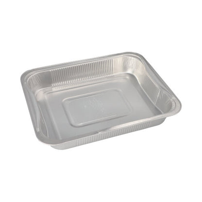 The Starpak 3 Gastronorm container is a rectangular disposable aluminum tray (3.4 L, 5 x 26.2 x 32.2 cm), ideal for storing food or as a GN container. Image empty against a white background. Pack of 3 in shrink wrap.