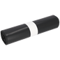 Pictured is a roll of EMIL DEISS KG (GmbH + Co.) DEISS 15005 garbage bags black, 700x1100x0.06 mm (25 pieces), with a white paper band around the middle, on a solid white background.