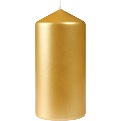 A simple, cylindrical Duni GmbH pillar candle (150 x 70 mm) with a tapered top and a white wick on a white background. Burn time: approx. 50 hours.