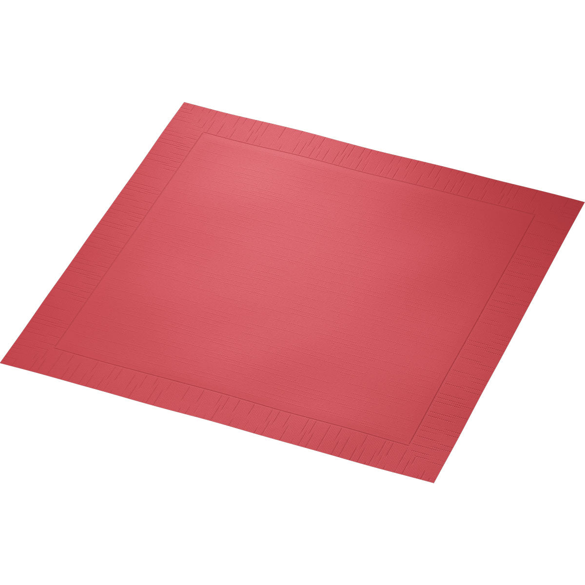 A simple, square classic napkin 40 x 40 cm, 4-ply, embossed 1/4 fold from Duni GmbH is shown on a white background with a subtle border pattern and a slightly textured surface.