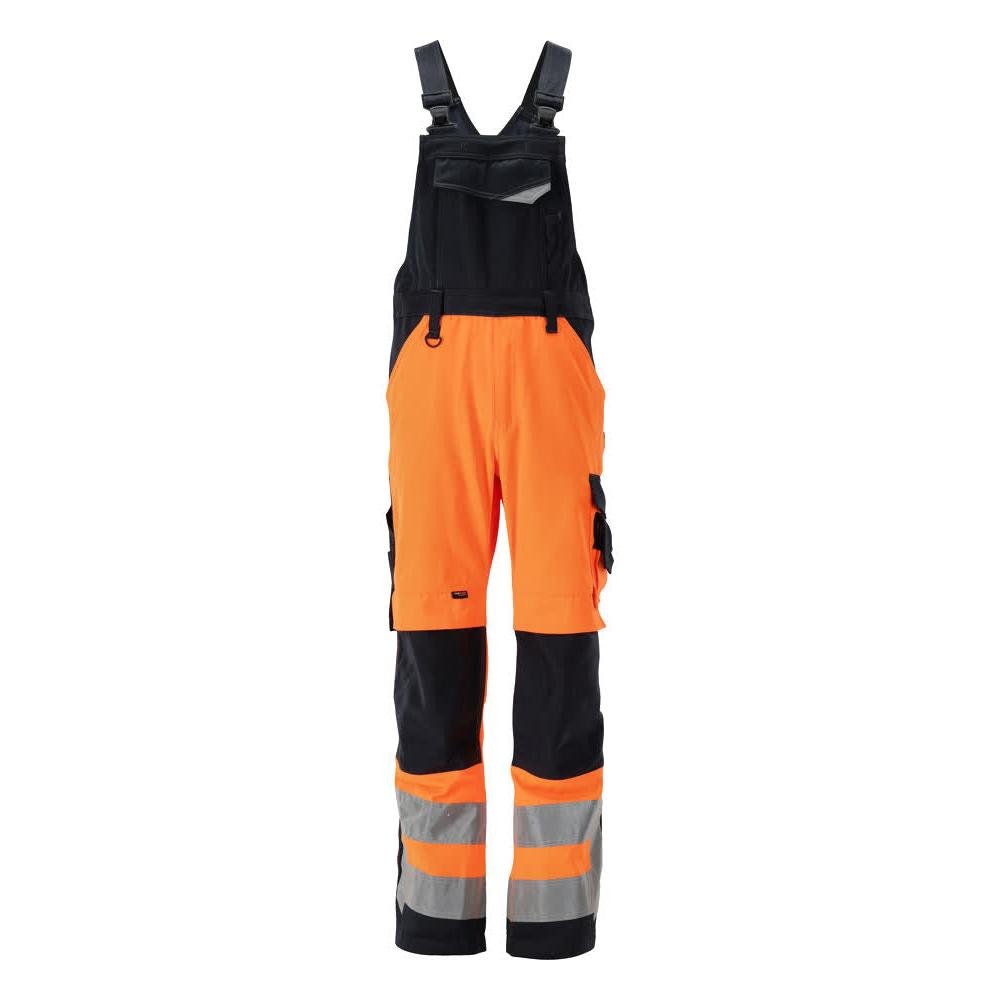 MASCOT® Newcastle dungarees, hi-vis orange/black-blue