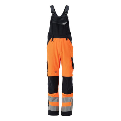 MASCOT® Newcastle dungarees, hi-vis orange/black-blue