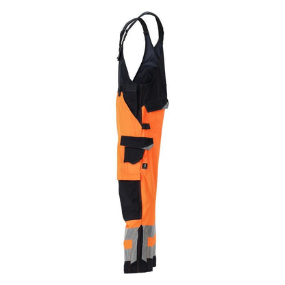 MASCOT® Newcastle dungarees, hi-vis orange/black-blue